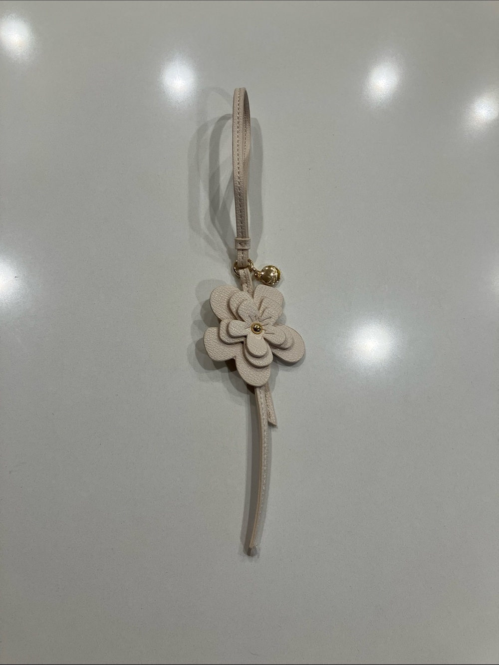 Ted Baker London Cream Floral Charm Wristlet with Gold Accent